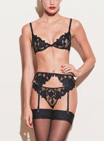Load image into Gallery viewer, Rosie Mesh & Lace Underwired Bra Black